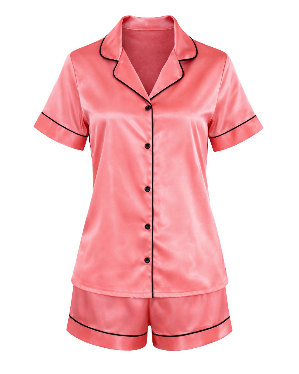 Комплект Къса Сатенена Пижама – Розова – „Kiss“