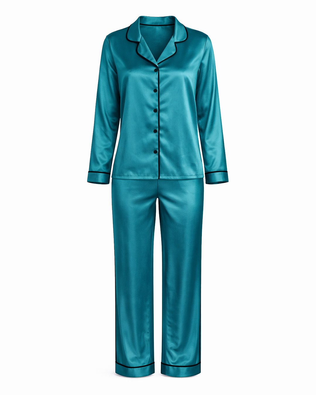 31 Комплект Дълга Сатенена Пижама – Зелена – „Selen“