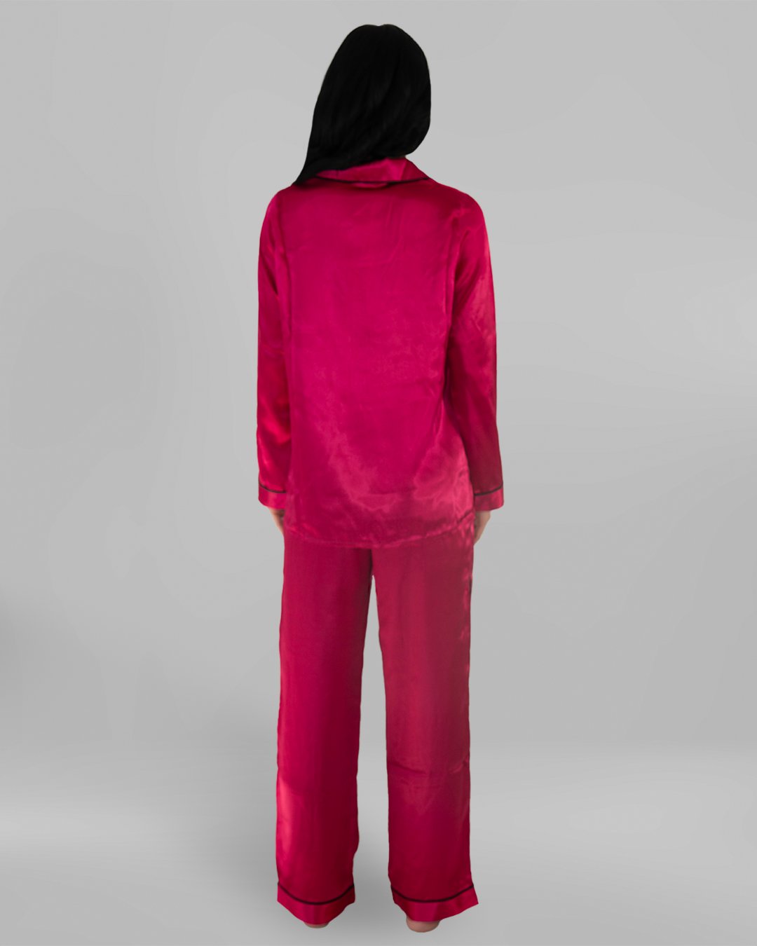 Комплект Дълга Сатенена Пижама - Цикламена - „Princess“