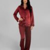 Комплект Дълга Сатенена Пижама – Бордо – „Passion“