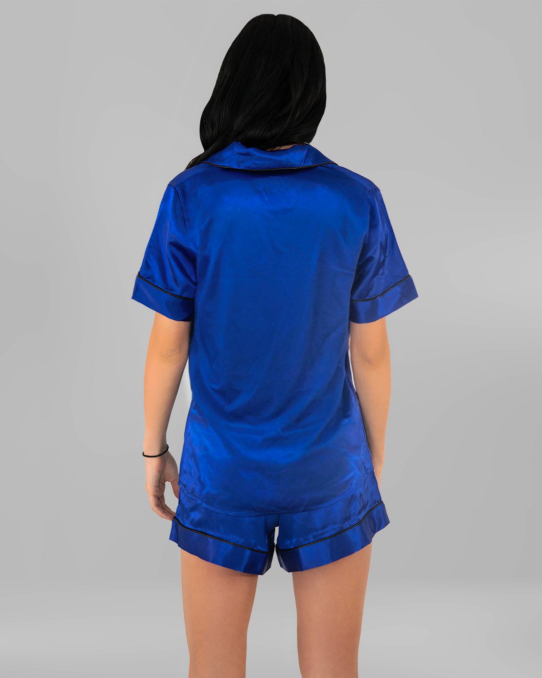 DLV00412_1 Комплект Къса Сатенена Пижама – Синя – „Dory“