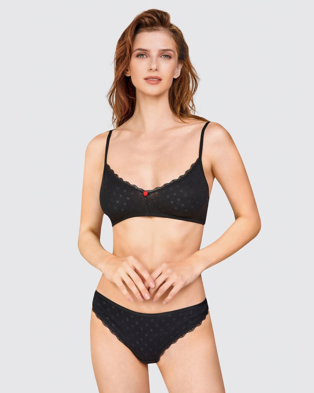 Черен Памучен Сутиен, S - L