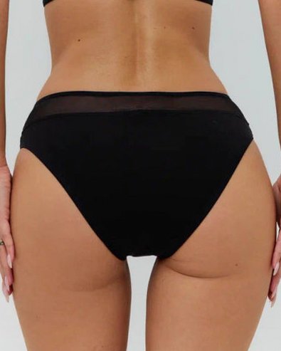 Черни Памучни Дамски Бикини с Тюл, M - XL