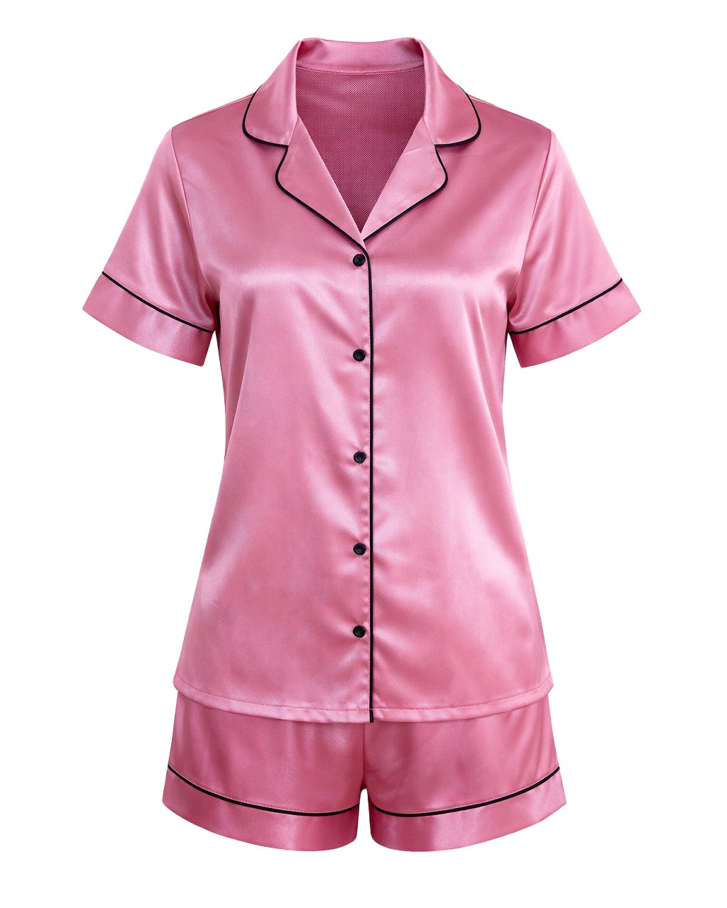 13 Комплект Къса Сатенена Пижама – Розова – „Luna“