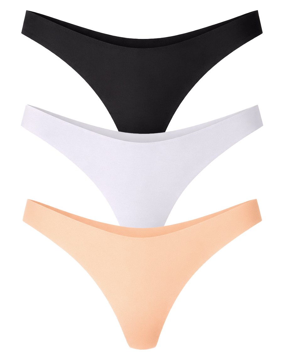 Промо Пакет - 3 броя Безшевни Дамски Прашки, Лазерно Рязани, 4 Цвята, M - XL