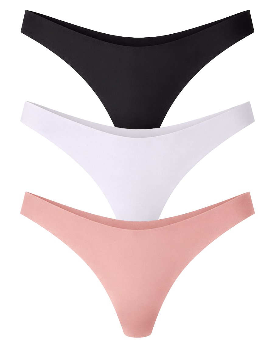 17 Промо Пакет - 3 броя Безшевни Дамски Прашки, Лазерно Рязани, 4 Цвята, M - XL