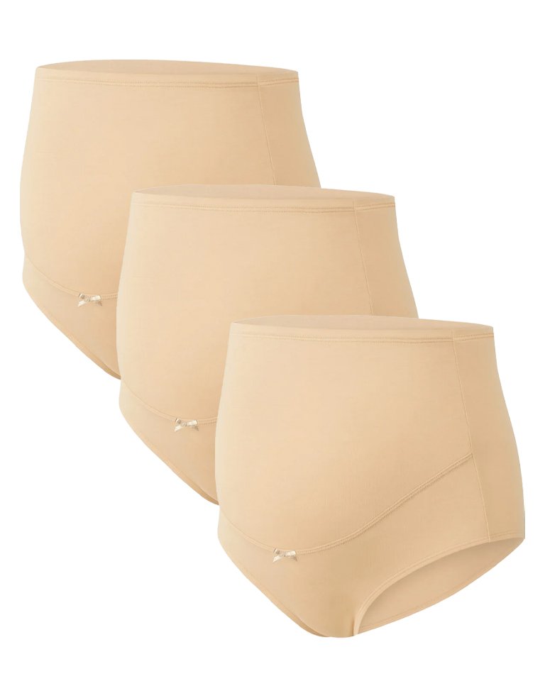 Промо Пакет - 3 броя Памучни Дамски Бикини за Бременни, Телесни, M - XL