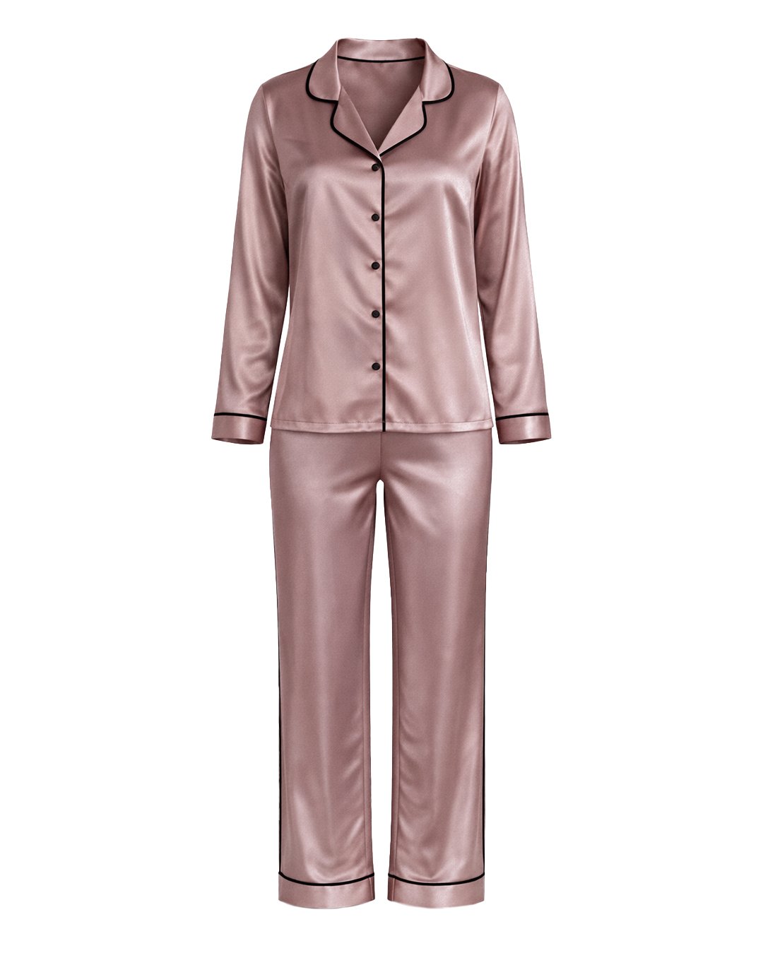 35 Комплект Дълга Сатенена Пижама – Пепел от Рози Тъмна – „Velvet“